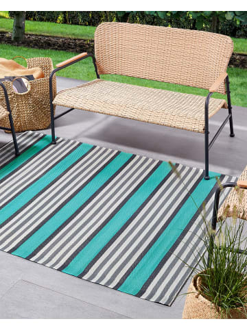 Beliani Outdoorteppich SAUGOR in Blau/Weiß/Schwarz - (W) 120 x (L) 180 cm