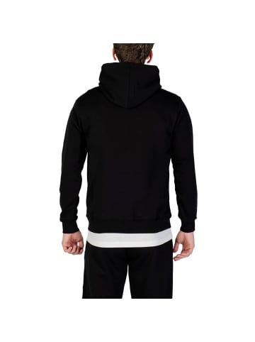 Schwarz Schwarz und Weiß Baumwolle Hoodie