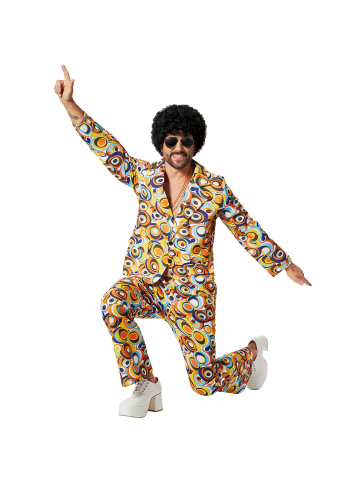 tectake Herrenkostüm  70er Jahre Disco Retro-Kreis-Muster  Auffälliger 70er-Jahre-Look: