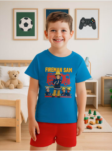 Feuerwehrmann Sam  Feuerwehrmann Sam Schlafanzug  kurzarm in blau/rot