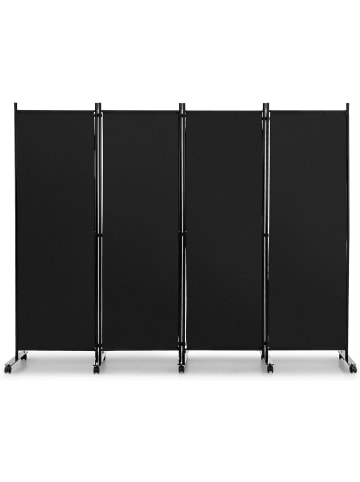 COSTWAY Paravent 4 tlg. 173 cm in Schwarz