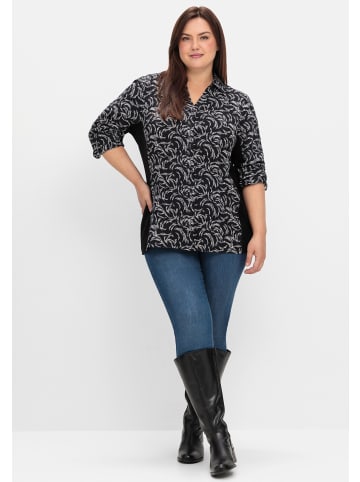 sheego Hemdbluse in schwarz-weiß-gemustert