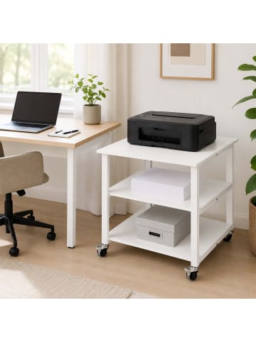 relaxdays Druckertisch in Weiß - (B)50 x (H)53 x (T)50 cm