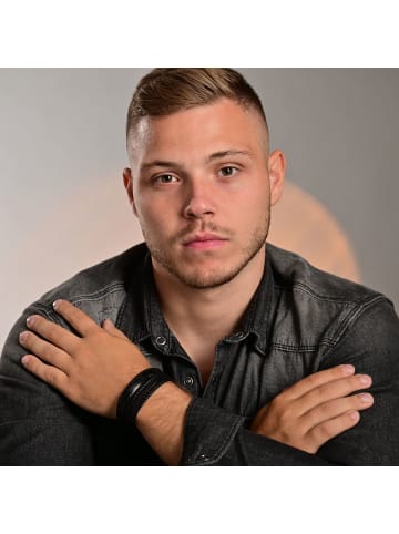 Adeliás Herren Armband – Lederarmband aus Leder 19 cm in schwarz