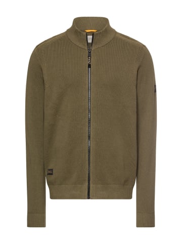 Camel Active Strickjacke mit Stehkragen in Olivgrün