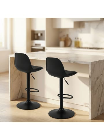 relaxdays 2x Barhocker in Schwarz - (H)83–103 x Ø 38 cm