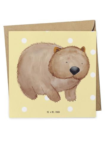 Mr. & Mrs. Panda Glückwunschkarte Wombat ohne Spruch in Gelb Pastell