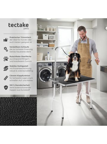 tectake Trimmtisch  Belastbarkeit 60 kg, schwarz/weiß