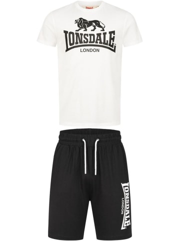 Lonsdale Trainingsanzug "Mair T-Shirt & Shorts Set Normale Passform" in Weiß