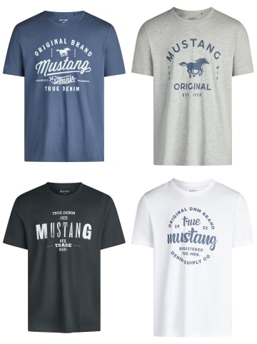 Mustang T-Shirt 4er Pack Mustang Herren T-Shirt in Mehrfarbig