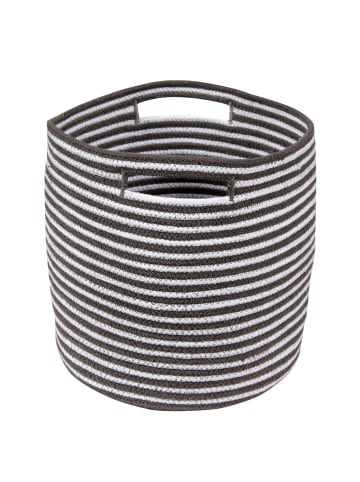 Happy Decor Kids Korb "Gestreifter" in Dunkelgrau/Weiß - Ø 30  cm