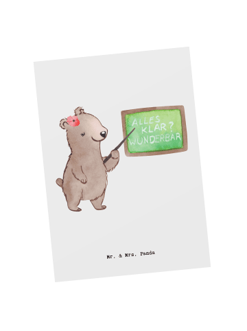 Mr. & Mrs. Panda Postkarte Deutschlehrerin Herz ohne Spruch in Weiß