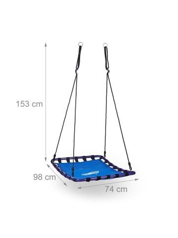 relaxdays Nestschaukel in Blau-Schwarz - (B)74 x (H)153 x (T)98 cm