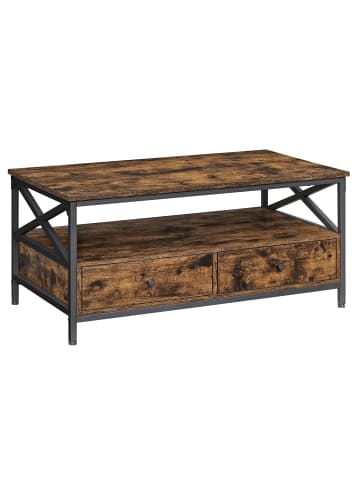 VASAGLE Couchtisch Daxton in Dunkelbraun-Schwarz - (B)100.1 x (H)45.1 x (T)55.1 cm