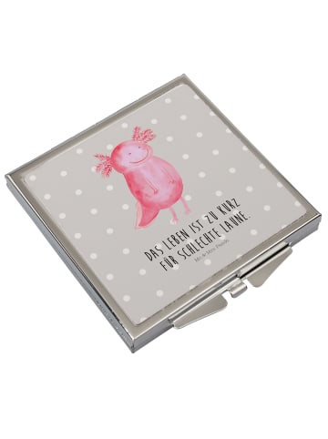 Mr. & Mrs. Panda Kosmetikspiegel Axolotl Glücklich mit Spruch in Grau Pastell