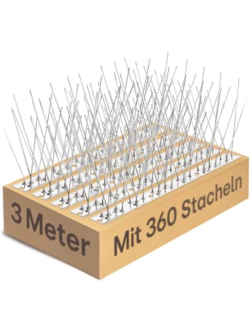Praknu Taubenspikes Edelstahl 3m – 360 Spikes – Balkon, Dach, Fensterbank – Wetterfest