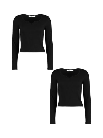 Hailys Shirt 2er-Set Figurbetont Rippoptik Langarm in Schwarz-2