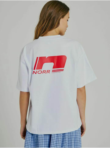 Norr T-shirt Sanda in White w. red print