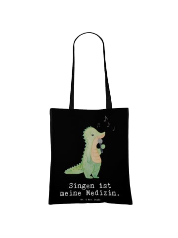 Mr. & Mrs. Panda Tragetasche Krokodil Singen mit Spruch in Schwarz