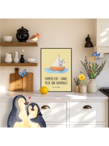 Mr. & Mrs. Panda Poster Sommerliebe mit Spruch in Gelb Pastell