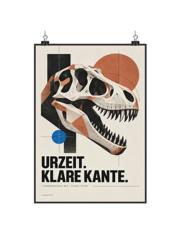 Poster Schädel minimalistisch Design mit Spruch in Weiß