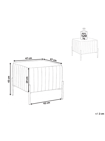 Beliani Hocker UTAH in Weiß/Gold - (W) 47 x (H) 43 x (L) 47 cm