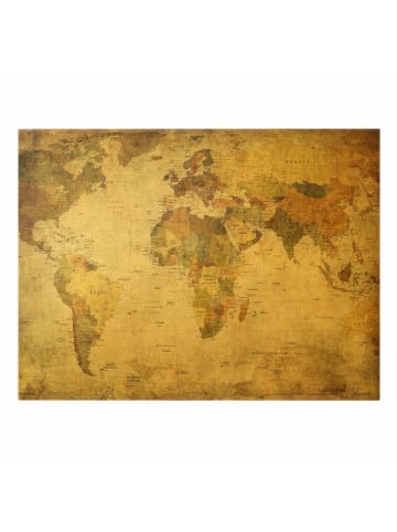 WALLART Leinwandbild Gold - Weltkarte in Grün