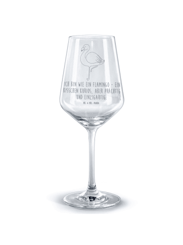 Mr. & Mrs. Panda Rotwein Glas Flamingo Classic mit Spruch in Transparent