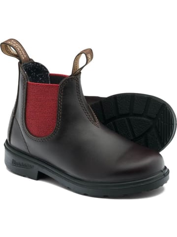Blundstone Chelsea Boot "2590 Brown Leather with Crimson Elastic (Kids)" in Braun