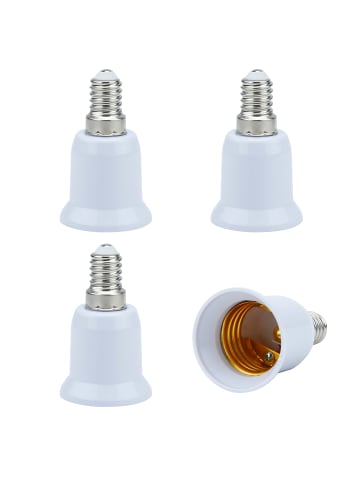 Intirilife 4er Set Lampenadapter E14 auf E27 in WEISS