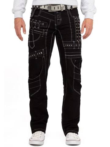 KOSMO LUPO Herren Regular Fit Jeans Stonewashed in Black
