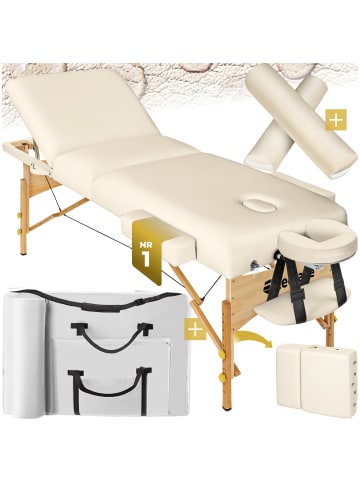 tectake 3 Zonen Massageliege-Set Somwang 218 x 102 x 90 cm, beige