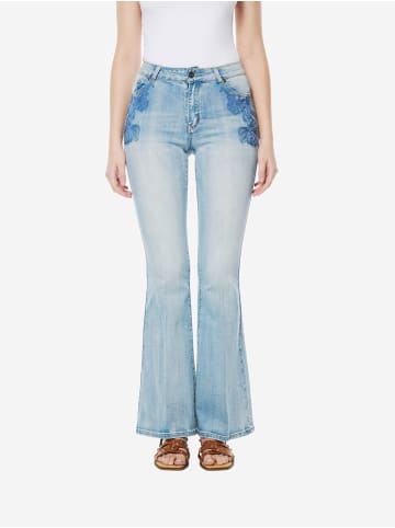 KOROSHI Denim flared bestickte jeans in blau