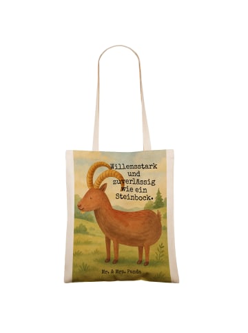 Mr. & Mrs. Panda Tote Bag Sternzeichen Steinbock Design mit Spruch in Weiß