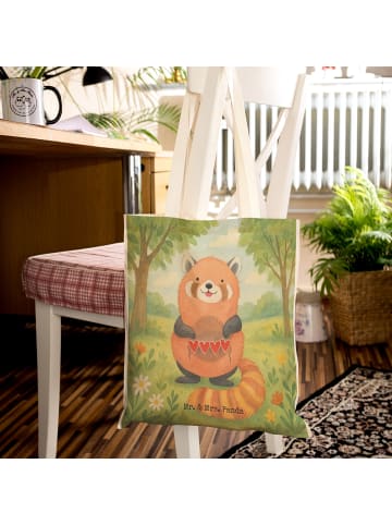 Mr. & Mrs. Panda Shopping Bag Roter Panda Design ohne Spruch in Weiß