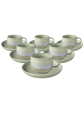 like. by Villeroy & Boch 6er Set Kaffeetassen mit Untertassen Perlemor Alga 190 ml in grün