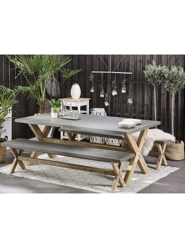 Beliani 3-tlg Gartentisch Set OLBIA in Grau/Braun