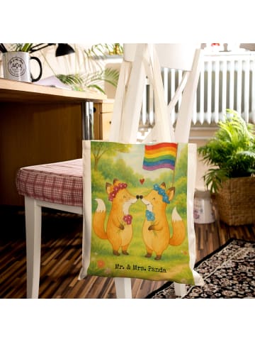 Mr. & Mrs. Panda Tragetasche Füchse Lesbian Pride Design ohne Sp... in Weiß
