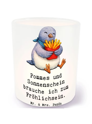 Mr. & Mrs. Panda Kerzenglas Taube Pommes mit Spruch in Transparent