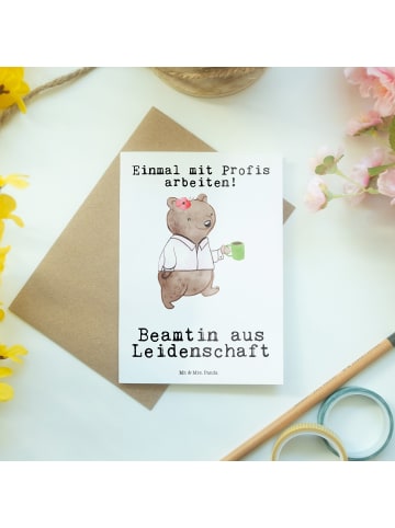 Mr. & Mrs. Panda Grußkarte Beamtin Leidenschaft mit Spruch in Weiß