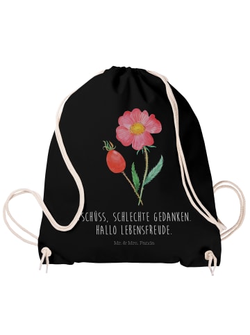 Mr. & Mrs. Panda Jutebeutel Blume HageRundunge mit Spruch in Schwarz