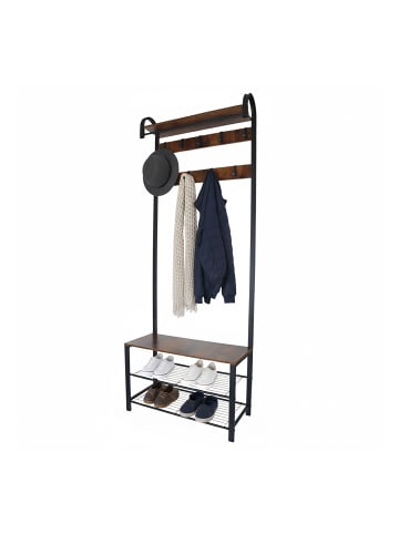 relaxdays Garderobe in Schwarz/Dunkelbraun - (B)69 x (H)182 x (T)30 cm