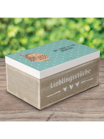 Mr. & Mrs. Panda Schatulle Eule Federschmuck mit Spruch in Türkis Pastell