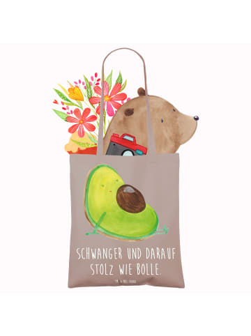 Mr. & Mrs. Panda Tragetasche Avocado Schwangerschaft mit Spruch in Braun Pastell