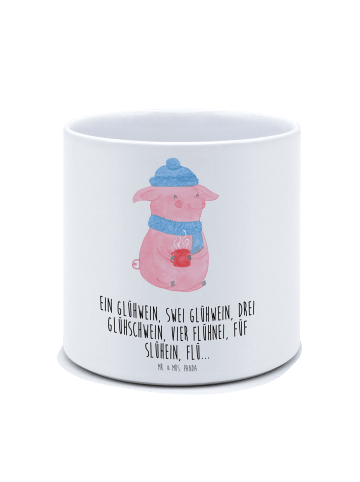 Mr. & Mrs. Panda Pflanzkübel Schweinchen Glühwein mit Spruch in Weiß