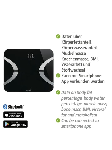 Wenko Analysewaage LED mit Bluetooth Schwarz in Schwarz