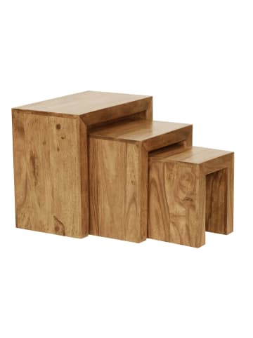 KADIMA DESIGN Tisch Set: Massivholz-Design, vielseitig nutzbar, handgefertigt in Beige