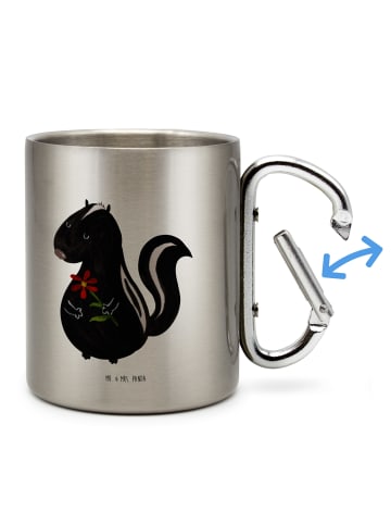 Mr. & Mrs. Panda Edelstahl-Thermobecher Stinktier Blume ohne Spruch in Silber