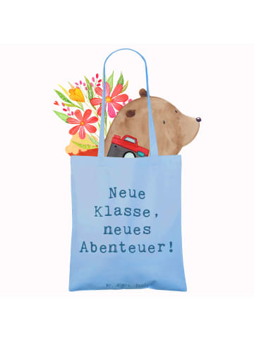 Mr. & Mrs. Panda Tote Bag Spruch Erster Schultag Abenteuer mit S... in Sky Blue
