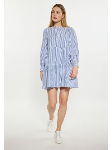 DreiMaster Damen Kleid in Blau Wollweiss